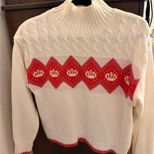 Juicy Couture Red and Cream Cable Knit Sweater